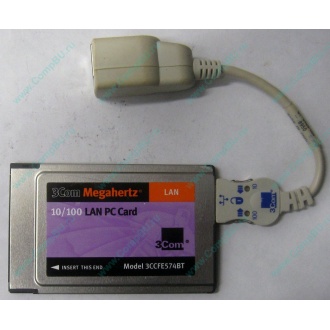 Сетевая карта для ноутбука 3COM Mehahertz 3CCFE574BT (PCMCIA) - Клин